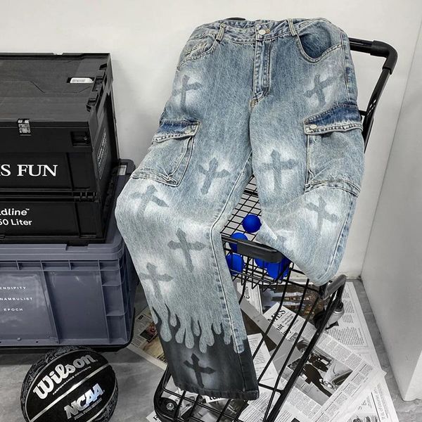 jackets punk denim pants men haruku flame cross print color block baggy jeans male straight trousers multipockets new autumn winter, Black;brown
jackets punk denim pants men haruku flame cross print color block baggy jeans male straight trousers multipockets new autumn winter, Black;brown
