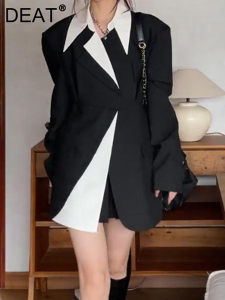 raincoats deat fashion women's blazer notched collar irregular single breasted spliced contrast color suit jackets spring 2023 new 17a6, Black
raincoats deat fashion women's blazer notched collar irregular single breasted spliced contrast color suit jackets spring 2023 new 17a6, Black