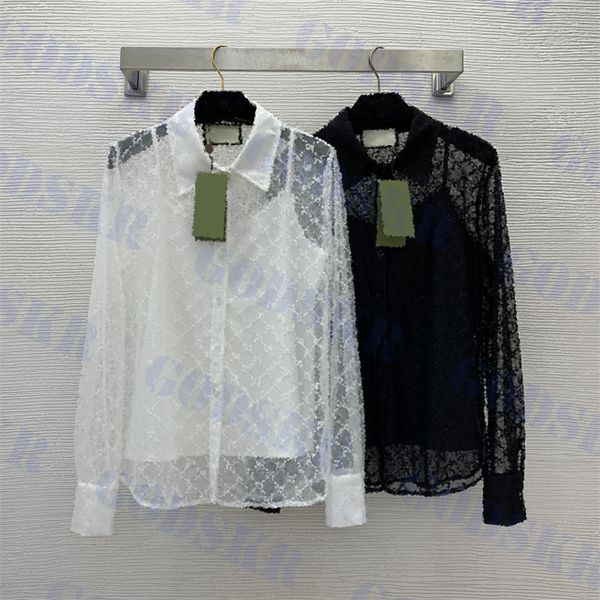 womens shirts designer letter blouses lace tanks mesh see through shirt two colors, White
womens shirts designer letter blouses lace tanks mesh see through shirt two colors, White