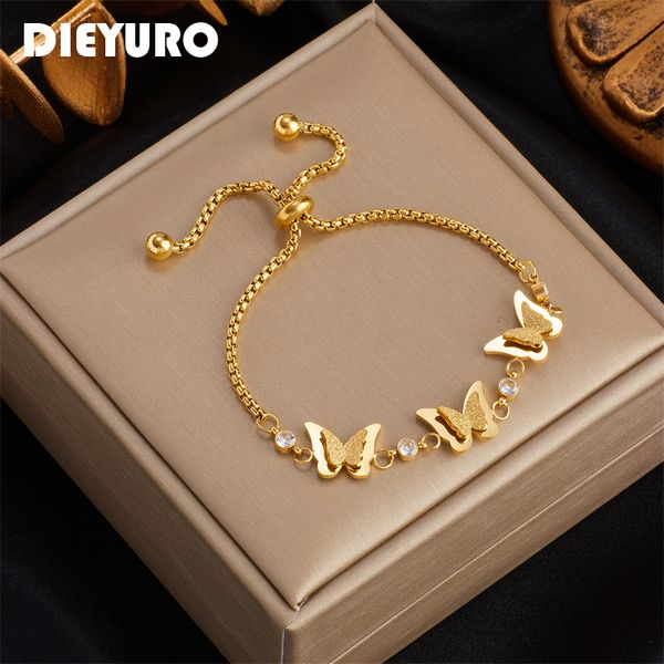 chain dieyuro 316l stainless steel butterfly charm bracelet for women fashion girls gold color zircon wrist jewelry party wedding gift 23071, Black
chain dieyuro 316l stainless steel butterfly charm bracelet for women fashion girls gold color zircon wrist jewelry party wedding gift 23071, Black