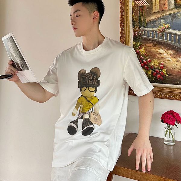 cartoon bear print summer beach comfortable short sleeved t shirt, White;black
cartoon bear print summer beach comfortable short sleeved t shirt, White;black