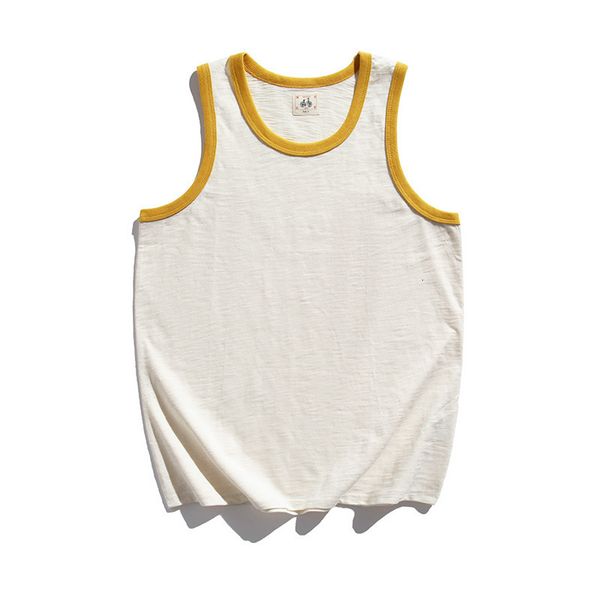 men' tank 230g summer fashion men' yellow neck patchwork cotton vest sleeveless casual loose waistcoat teens gym exercise retro, White;black
men' tank 230g summer fashion men' yellow neck patchwork cotton vest sleeveless casual loose waistcoat teens gym exercise retro, White;black