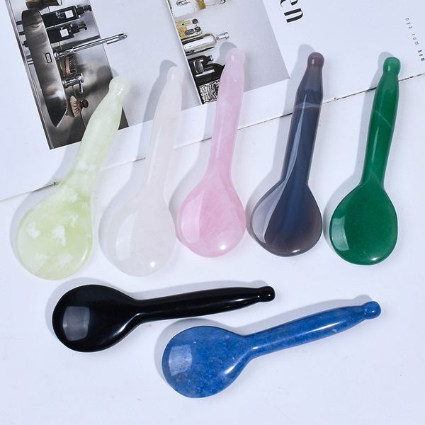 natural jade obsidian facial gua sha tool spoon shape rose quartz stone massage stick cool relax acupuncture pen health care head eye beauty
natural jade obsidian facial gua sha tool spoon shape rose quartz stone massage stick cool relax acupuncture pen health care head eye beauty