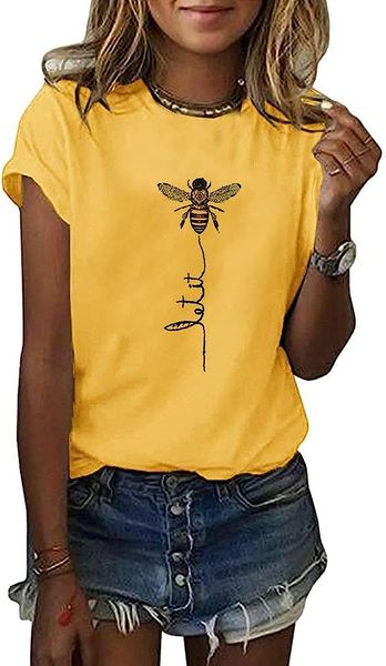 womens short sleeve let it bee t shirts casual graphic cute letter printed loose tees, White
womens short sleeve let it bee t shirts casual graphic cute letter printed loose tees, White