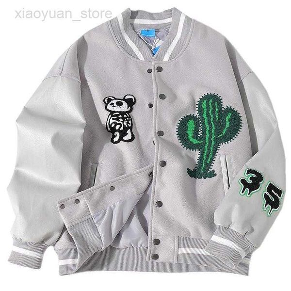 men's jackets 2023 new autumn and winter american style retro bear print pu leather splicing baseball uniform couple loose casual jacke, Black;brown
men's jackets 2023 new autumn and winter american style retro bear print pu leather splicing baseball uniform couple loose casual jacke, Black;brown