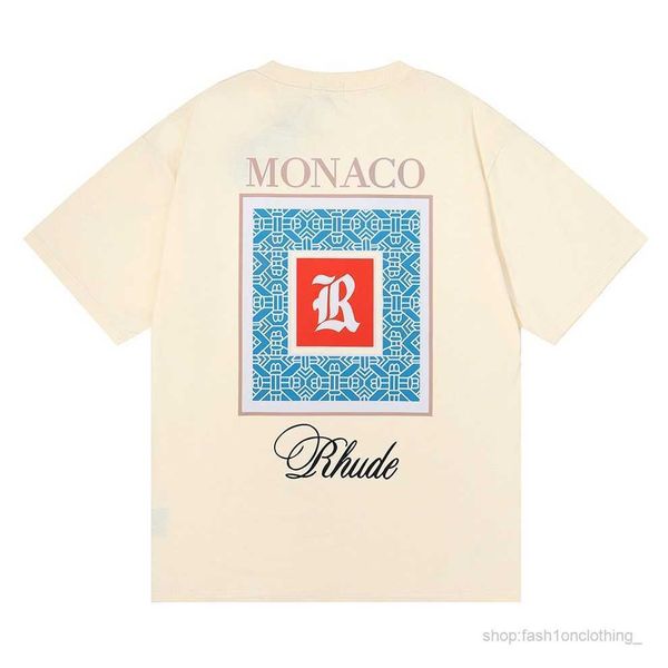 rhude shirt 23ss mens t tess designer casual fashion short sleeve europe america men round neck tshirts us size s-xxl5, White;black