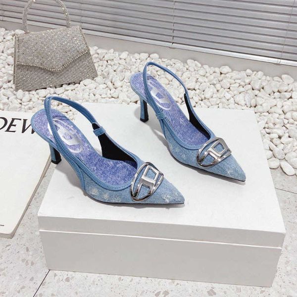 advanced new denim back air super high heel metal decorative pointed fashion show sandals, Black
advanced new denim back air super high heel metal decorative pointed fashion show sandals, Black