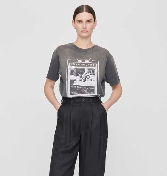 2023 summer new anines lili tshirt women designer black print tee bings loose cotton t-shirt, White
2023 summer new anines lili tshirt women designer black print tee bings loose cotton t-shirt, White