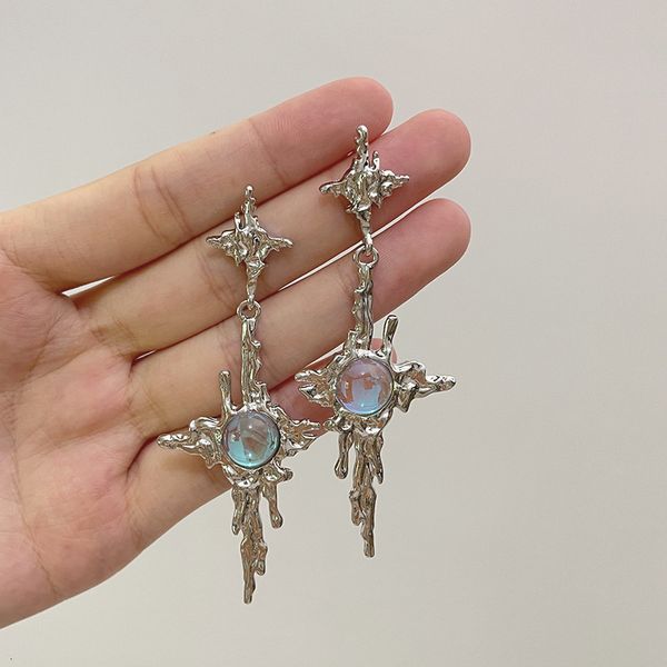 stud irregular liquid metal cross moonstone dangle earrings young girl trend drops jewelry wholesale 230710, Golden;silver
stud irregular liquid metal cross moonstone dangle earrings young girl trend drops jewelry wholesale 230710, Golden;silver