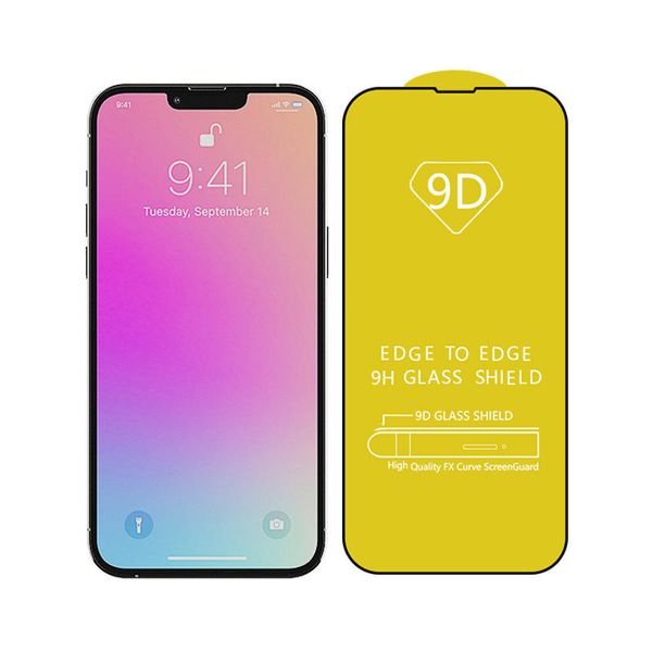 Image of 9D Full Cover Screen Protector for iPhone 14 13 12 11 Pro Max XS XR X 8 Samsung A53 A73 5G A03 CORE A21S A04 A14 A34 A54 5G Full Glue Tempered Glass