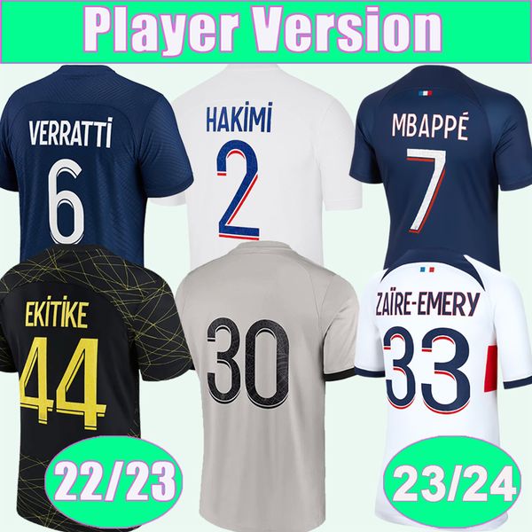 23 24 mbappe verratti player version soccer jerseys 22 23 kimpembe draxler sergio ramos home blue away 3rd 4th football shirts, Black;yellow
23 24 mbappe verratti player version soccer jerseys 22 23 kimpembe draxler sergio ramos home blue away 3rd 4th football shirts, Black;yellow