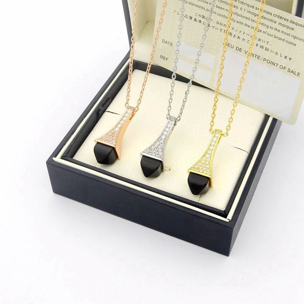 fashion stainless steel double pyramid interlaced full diamond necklace pyramid black red purple green agate necklace, Silver
fashion stainless steel double pyramid interlaced full diamond necklace pyramid black red purple green agate necklace, Silver