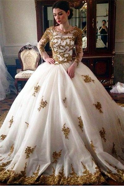 vintage white and gold wedding dresses long sleeves lace appliques beaded a line classic bridal gowns back lace-up corset plus size bride fo
vintage white and gold wedding dresses long sleeves lace appliques beaded a line classic bridal gowns back lace-up corset plus size bride fo