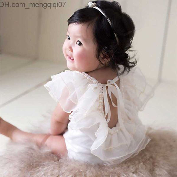 

rompers bebe party princess dress lace ruffle jumpsuit baby newborn girl clothing props pgraphy accessories set z230711, Blue