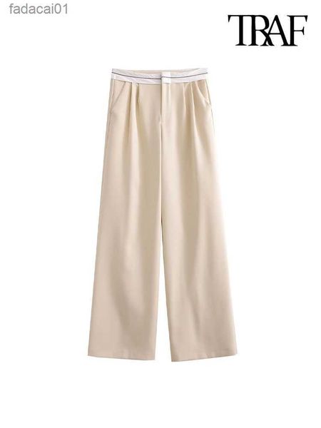 traf women fashion side pockets patchwork straight pants vintage high waist zipper fly female trousers mujer l230621, Black;white
traf women fashion side pockets patchwork straight pants vintage high waist zipper fly female trousers mujer l230621, Black;white