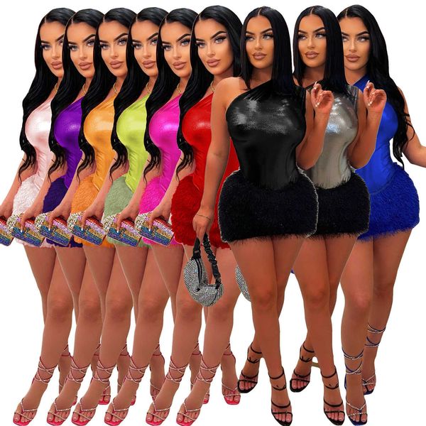 summer womens desinger tracksuits two piece dress suit slim one shoulder glossy jumpsuits and plush packaged hip skirt set, Gray
summer womens desinger tracksuits two piece dress suit slim one shoulder glossy jumpsuits and plush packaged hip skirt set, Gray