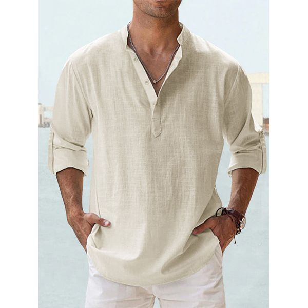 mens polos men linen long sleeve tshirts casual cotton shirt loose buttoned stand collar shirts solid color 230710, White;black
mens polos men linen long sleeve tshirts casual cotton shirt loose buttoned stand collar shirts solid color 230710, White;black
