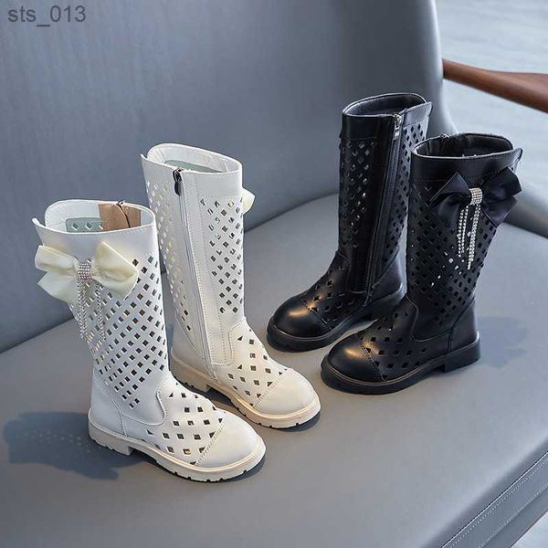 children high boots for girls summer 2022 hollow chic princess kids fashion with bow korean pu boots side zip low heels l230518, Black;grey
children high boots for girls summer 2022 hollow chic princess kids fashion with bow korean pu boots side zip low heels l230518, Black;grey