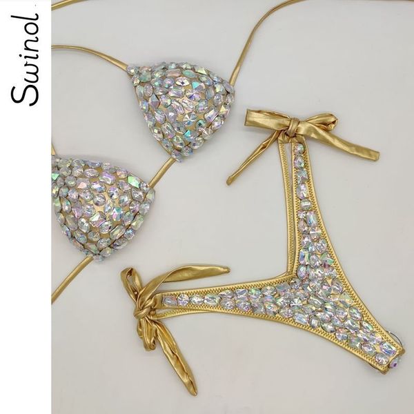 women's swimwear swinol luxury bikini 2 piece swimsuit bra and thong set bling stones bathing suit women push up beachwear 230707, White;black
women's swimwear swinol luxury bikini 2 piece swimsuit bra and thong set bling stones bathing suit women push up beachwear 230707, White;black