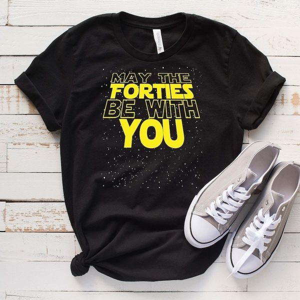 women's tshirt may the forties be with you shirt 40th birthday short sleeve tees o neck fashion 100 cotton streetwear harajuku goth y2k, White
women's tshirt may the forties be with you shirt 40th birthday short sleeve tees o neck fashion 100 cotton streetwear harajuku goth y2k, White