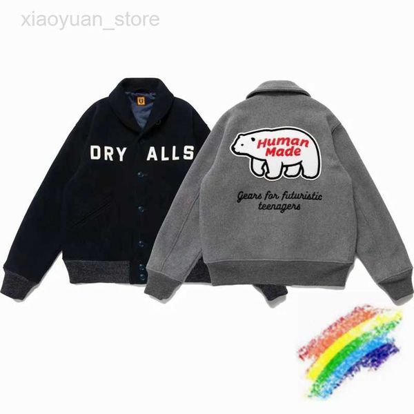 men's jackets human made embroidered woolen baseball jacket men women 1 1 polar bear uniform outwear coat hkd230710, Black;brown
men's jackets human made embroidered woolen baseball jacket men women 1 1 polar bear uniform outwear coat hkd230710, Black;brown