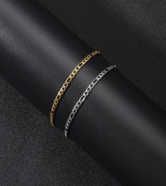 hip hop bracelet stainless steel 3mm nk3 to 1 stainless steel chain vacuum plating3546682, Golden;silver