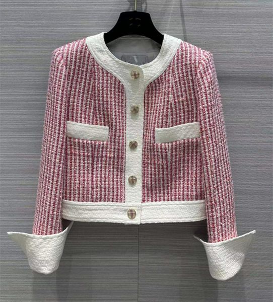 european and american women's dress 2023 summer new style crew neck long sleeve single breasted fashion pink tweed jacket, Black
european and american women's dress 2023 summer new style crew neck long sleeve single breasted fashion pink tweed jacket, Black