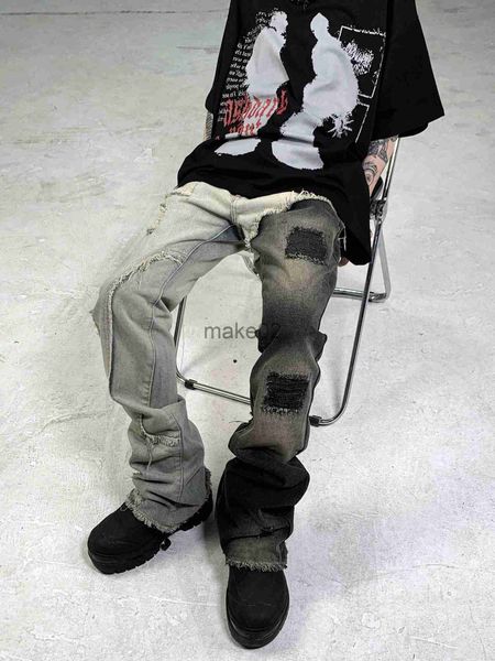 men's jeans mr black avantgarde and cuttingedge design heterochromatic stitching tattered beggar pants with slight ruffled edges and x0, Blue
men's jeans mr black avantgarde and cuttingedge design heterochromatic stitching tattered beggar pants with slight ruffled edges and x0, Blue
