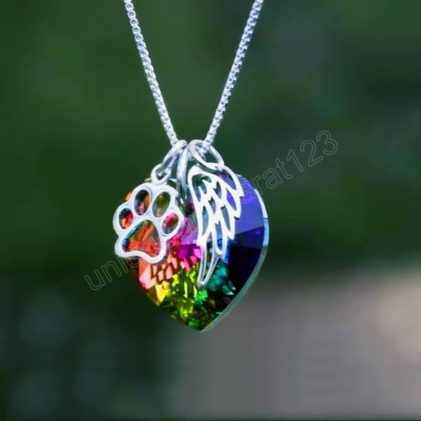 rainbows bridge pet memorials necklace with colorful crystal pet loss jewelry dog memorials gift for women, Silver
rainbows bridge pet memorials necklace with colorful crystal pet loss jewelry dog memorials gift for women, Silver