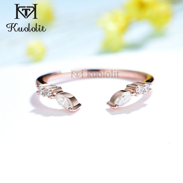 with side stones kuololit au750 18k 14k rose gold ring for women marquise solitaire matching wedding opening band engagement christmas 23071, Silver
with side stones kuololit au750 18k 14k rose gold ring for women marquise solitaire matching wedding opening band engagement christmas 23071, Silver