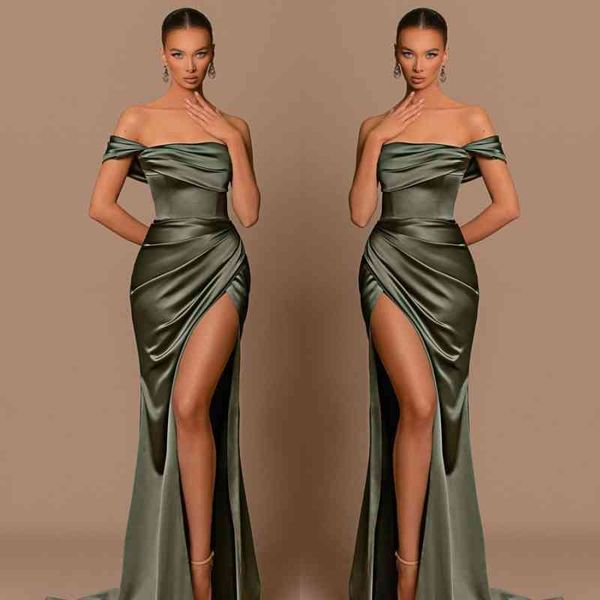 elegant olive off shoulder bridesmaid dresses 2023 sheath mermaid backless pleats split maid of honor gowns women formal evening prom dress, White;pink
elegant olive off shoulder bridesmaid dresses 2023 sheath mermaid backless pleats split maid of honor gowns women formal evening prom dress, White;pink