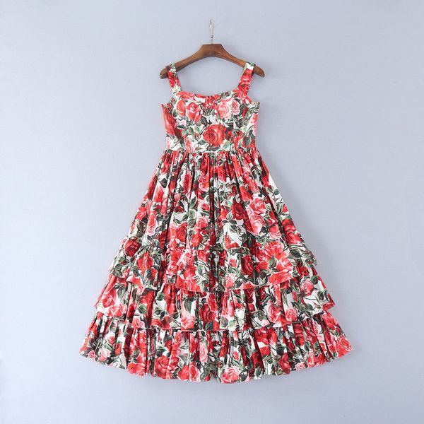 european and american women's dress 2023 summer new style suspenders sleeveless flower print fashion layered cake dress, Black;gray
european and american women's dress 2023 summer new style suspenders sleeveless flower print fashion layered cake dress, Black;gray