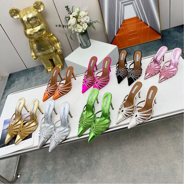 aquazzura rhinestones flow mules slides sandals stiletto heels pointed toe cap women's luxury designer leather sole wedding party shoes, Black
aquazzura rhinestones flow mules slides sandals stiletto heels pointed toe cap women's luxury designer leather sole wedding party shoes, Black