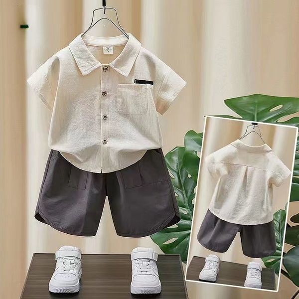 jerseys boys summer suit cotton and linen 2023 children's fashion foreign style shirt short sleeved two piece handsome trendy 230707
jerseys boys summer suit cotton and linen 2023 children's fashion foreign style shirt short sleeved two piece handsome trendy 230707