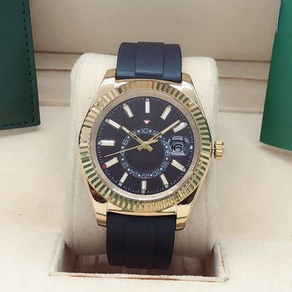 42mm men's automatic mechanical watch mens watches rubber watchband stainless steel folding buckle sport waterproof business wristwatch, Slivery;brown
42mm men's automatic mechanical watch mens watches rubber watchband stainless steel folding buckle sport waterproof business wristwatch, Slivery;brown