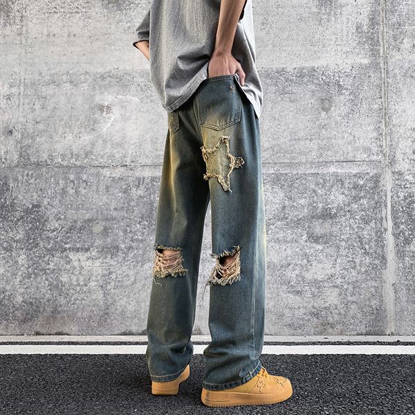 mens jeans washed old torn jeans mens summer american style street ruffians handsome pants trendy high straight 230710, Blue
mens jeans washed old torn jeans mens summer american style street ruffians handsome pants trendy high straight 230710, Blue