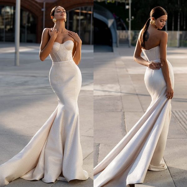 glamourous mermaid wedding dresses sequins sweetheart glitter wedding dress backless sweep train vintage robe de mariee bridal gowns, White
glamourous mermaid wedding dresses sequins sweetheart glitter wedding dress backless sweep train vintage robe de mariee bridal gowns, White