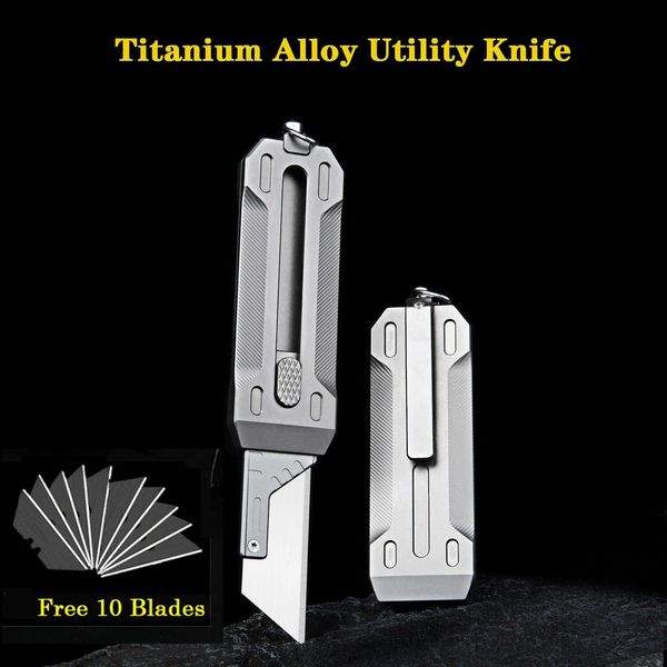 titanium alloy sk5 blade utility knife edc outdoor survival tool sharp cutter push-pull knife replaceable blade express box knif, Silver
titanium alloy sk5 blade utility knife edc outdoor survival tool sharp cutter push-pull knife replaceable blade express box knif, Silver