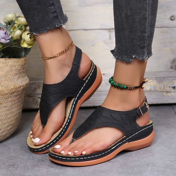 sandals summer ladies wedge pu leather material solid color thick sole roman style buckle strap fashion casual beach 230710, Black
sandals summer ladies wedge pu leather material solid color thick sole roman style buckle strap fashion casual beach 230710, Black
