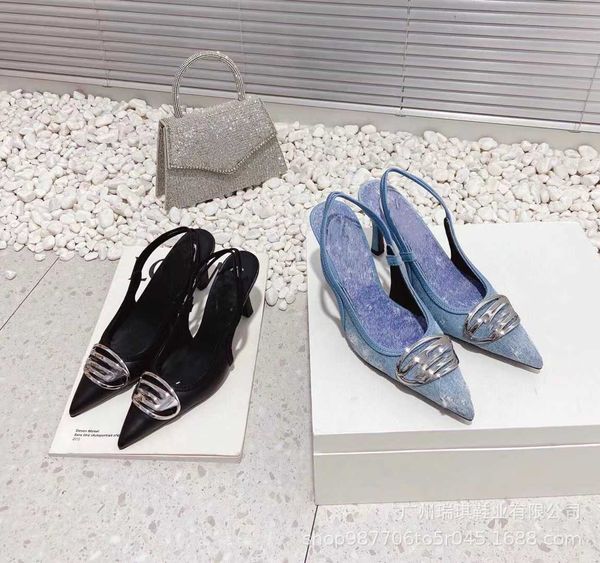 spring/summer 2023 new washable denim pointed thin high heels back empty women's shoes, Black
spring/summer 2023 new washable denim pointed thin high heels back empty women's shoes, Black