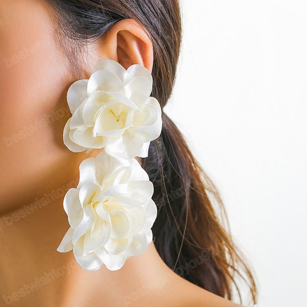 exaggerated big fluffy fabric flower petal drop earrings for women 2023 trending elegant earring wed bridal accessories, Silver
exaggerated big fluffy fabric flower petal drop earrings for women 2023 trending elegant earring wed bridal accessories, Silver