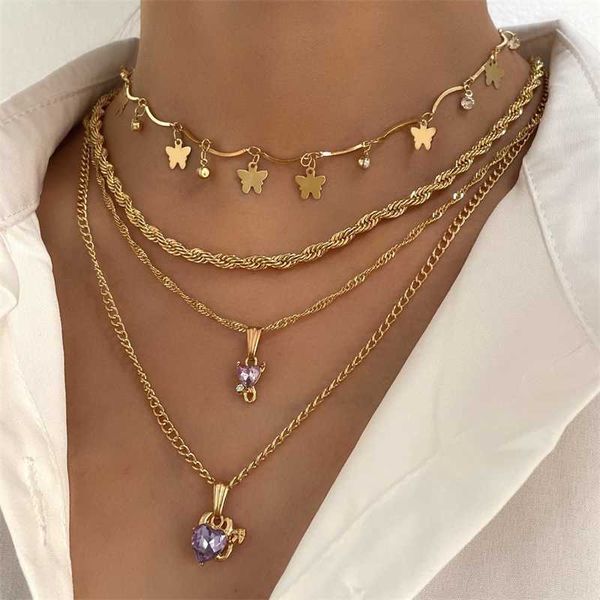 pendant necklaces trendy multilayer butterfly heart crystal necklace for women gold color metal twisted chain choker boho jewelry 230613, Silver
pendant necklaces trendy multilayer butterfly heart crystal necklace for women gold color metal twisted chain choker boho jewelry 230613, Silver