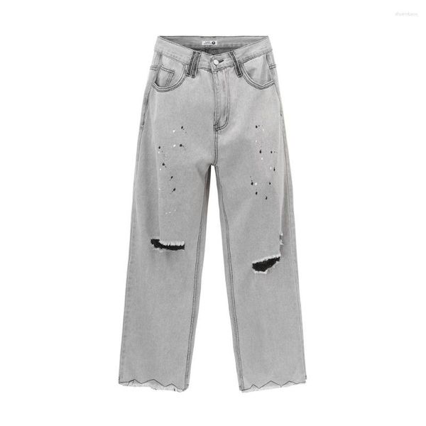 new men's jeans 2023 retro hole fashion washed male wide leg straight pants trendy high street long trousers hip hop loose, Blue
new men's jeans 2023 retro hole fashion washed male wide leg straight pants trendy high street long trousers hip hop loose, Blue