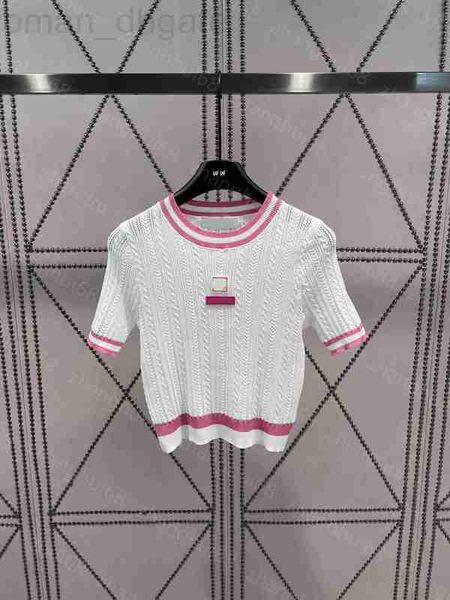 women's knits & tees designer 23ss womens clothing womens new color patchwork twist rope pink leather monogram short sleeve clothes 60w, White
women's knits & tees designer 23ss womens clothing womens new color patchwork twist rope pink leather monogram short sleeve clothes 60w, White