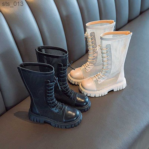 girl' boots summer hollow out mid-calf platform breathable fashion black white children long boot 27-37 lace-up kids shoes l230518, Black;grey
girl' boots summer hollow out mid-calf platform breathable fashion black white children long boot 27-37 lace-up kids shoes l230518, Black;grey
