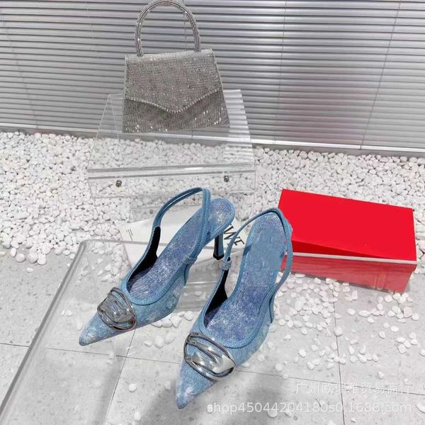 2023 summer new niche design high-heeled shoes denim pointed back empty show wrapped sandals for women, Black
2023 summer new niche design high-heeled shoes denim pointed back empty show wrapped sandals for women, Black