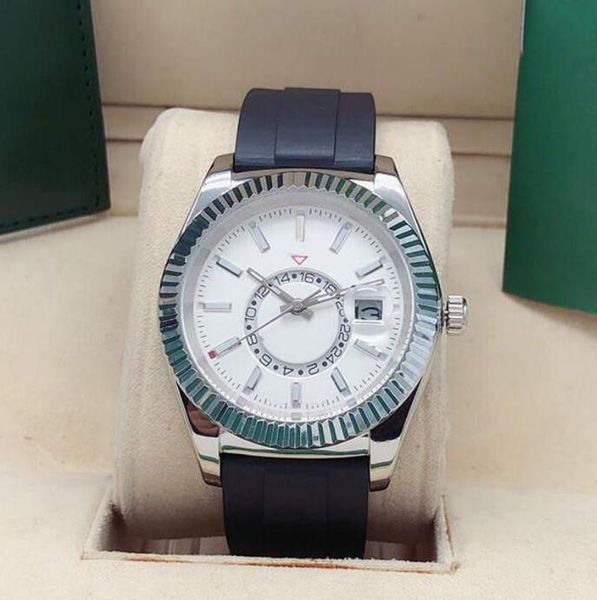 42mm men's automatic mechanical watch mens watches rubber watchband stainless steel folding buckle sport waterproof business wristwatch, Slivery;brown
42mm men's automatic mechanical watch mens watches rubber watchband stainless steel folding buckle sport waterproof business wristwatch, Slivery;brown