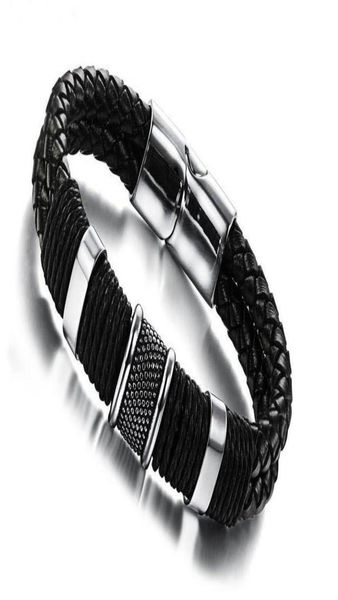 wide mens weave chain leather bangle bracelet wristband pour insert magnetic buckle stainless steel bracelets for women couples br1286197, Black
wide mens weave chain leather bangle bracelet wristband pour insert magnetic buckle stainless steel bracelets for women couples br1286197, Black