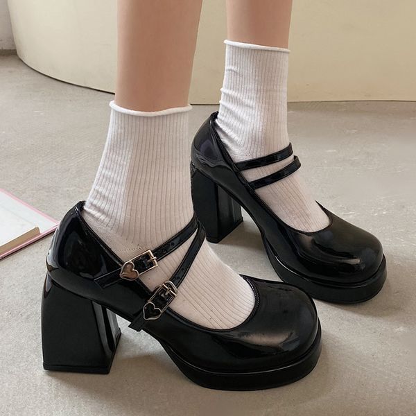 patent leather high heels pumps women double buckle ankle strap mary jane shoes woman platform thick heeled party shoes, Black
patent leather high heels pumps women double buckle ankle strap mary jane shoes woman platform thick heeled party shoes, Black