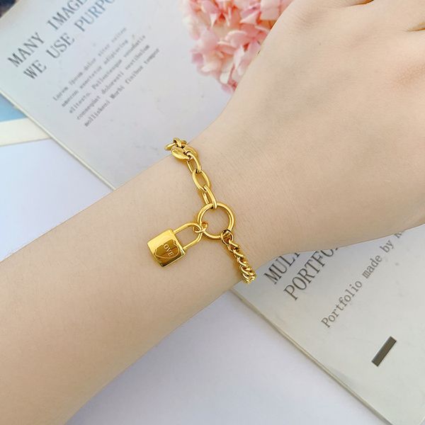 european and american pig nose thick bracelet asymmetrical trend love letters small lock pendant titanium steel gold bracelet bracelet femal, Black
european and american pig nose thick bracelet asymmetrical trend love letters small lock pendant titanium steel gold bracelet bracelet femal, Black